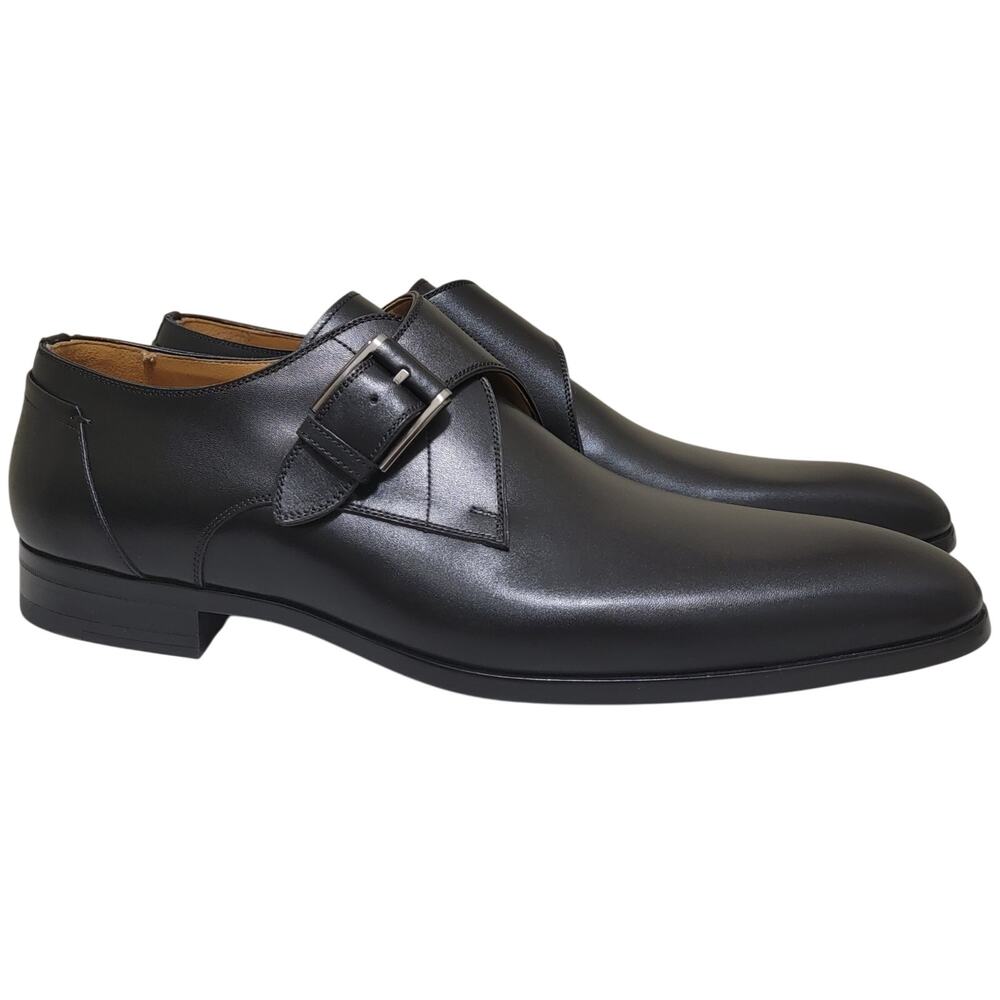 Magnanni Men Manning Single Buckle Monk Strap Loafers Size US 12 Black Leather
